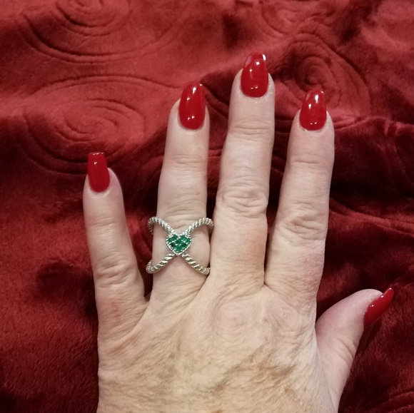 Judith Ripka ~ Chrome Diopside 💚 "X" Factor Ring - Picture 5 of 8